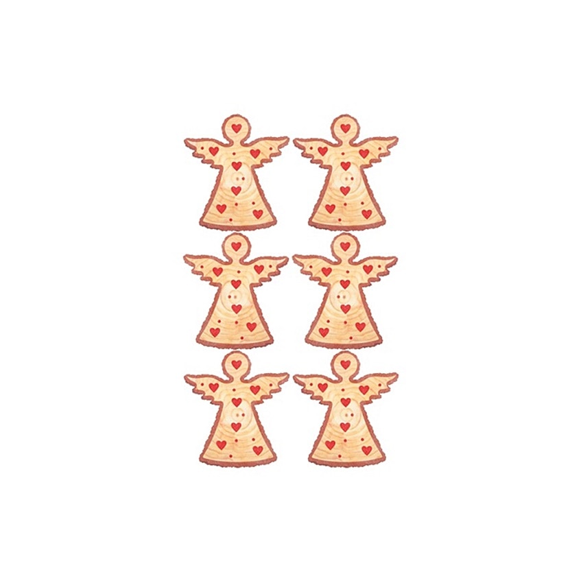 Set 6 ingerasi din lemn, cu autoadeziv, 4.5 cm