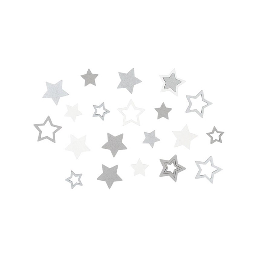 Set 24 stelute argintii in marimi diferite, 2.5 cm - 3.5 cm