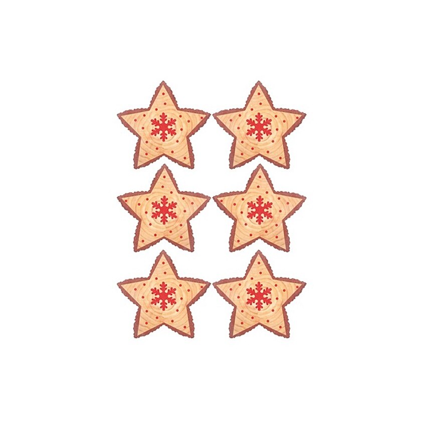 Set 6 stelute din lemn, cu autoadeziv, 4.5 cm