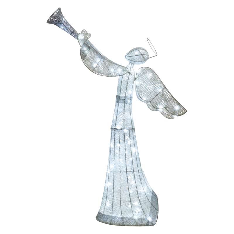 Decoratiune Craciun, Inger, Argintiu, Ratan, Emos, 130 cm, 100 LED 3.6W, Lumina Rece