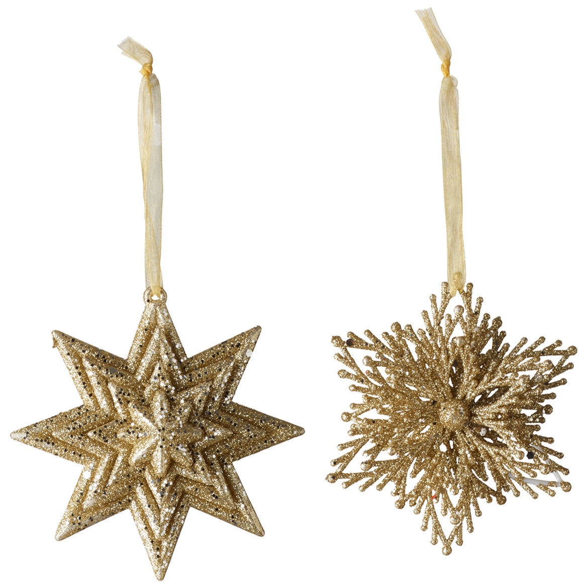 Set 2 decoratiuni Star/Snowflake Villeroy and Boch, plastic, auriu, 10 cm