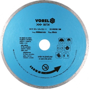 Disc diamantat de taiere continuu Vorel 230x22.2x2.6 mm, taiere umeda Disc diamantat de taiere continuu Vorel 230x22.2x2.6 mm, taiere umeda