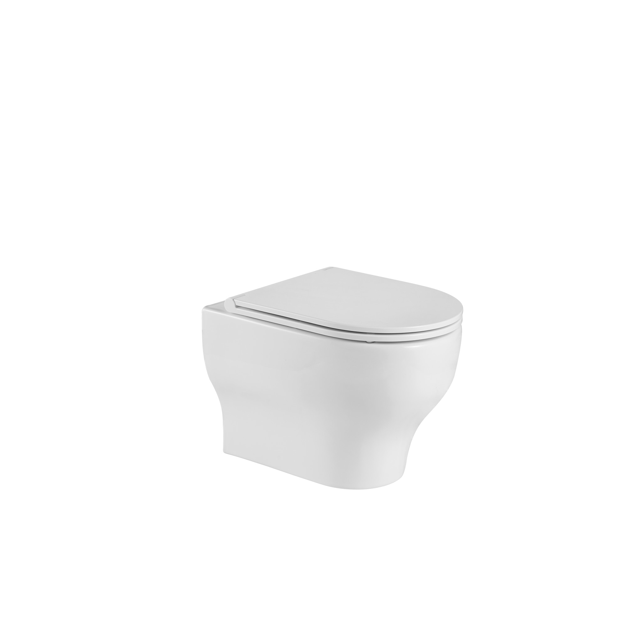 Set vas WC suspendat, Belbagno, Seria Lucie, Rimless, cu capac Duroplast, inchidere lenta, Ceramica, Alb, 490 mm