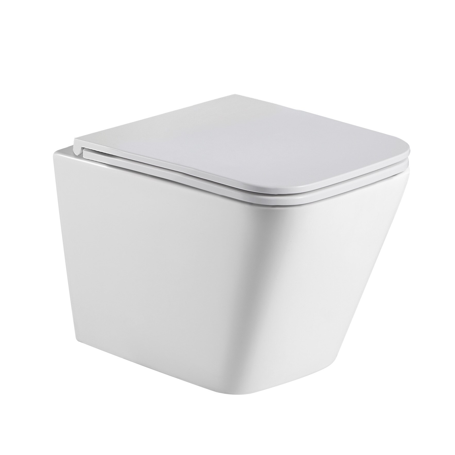 Set vas WC suspendat, Belbagno, Seria Ardente-R, Rimless, cu capac Duroplast, inchidere lenta, Ceramica, Alb, Set fixare, 490 mm