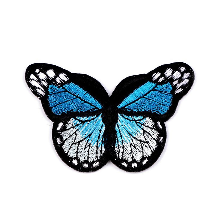 Бродирана термозалепваща апликация 48 x 70 mm Тюркоазена пеперуда