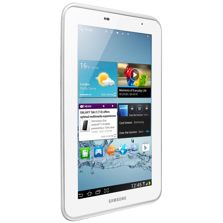 Tableta Samsung Galaxy Tab2 P3110 cu procesor Dual-Core 1.0GHz, 7", 1GB RAM, 8GB, Wi-Fi, Bluetooth, Android 4.0, White