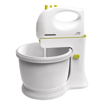Mixer cu bol Heinner Charm, 300W, 5 viteze + turbo, Alb/Verde Mixer cu bol Heinner Charm, 300W, 5 viteze + turbo, Alb/Verde