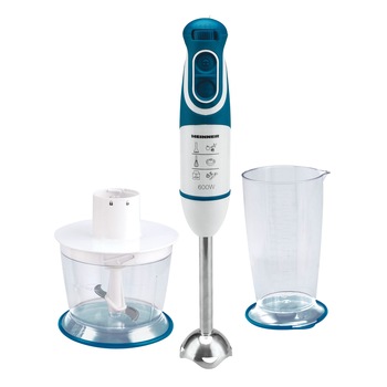 Mixer vertical Heinner Charm, 600W, 5 viteze, functie Turbo, tel, tocator, Alb/Albastru Mixer vertical Heinner Charm, 600W, 5 viteze, functie Turbo, tel, tocator, Alb/Albastru
