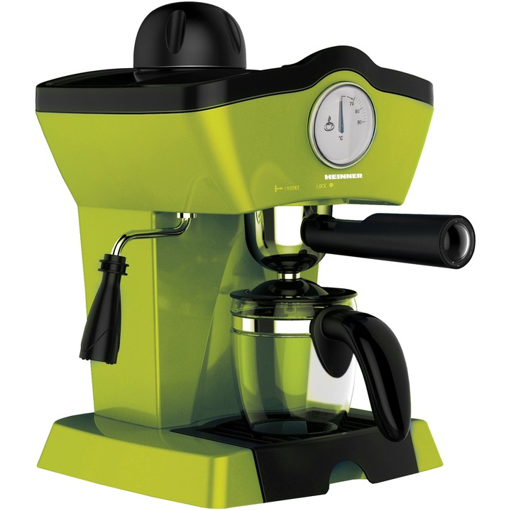 Heinner Charm HEM-200GR Karos eszpresszó kávéfőző, 800W, 250 ml kapacitás, 3.5 bar, Zöld
