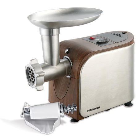 Masina de tocat Heinner MG16TA-WX, 1600W, accesoriu rosii, Wood/Inox