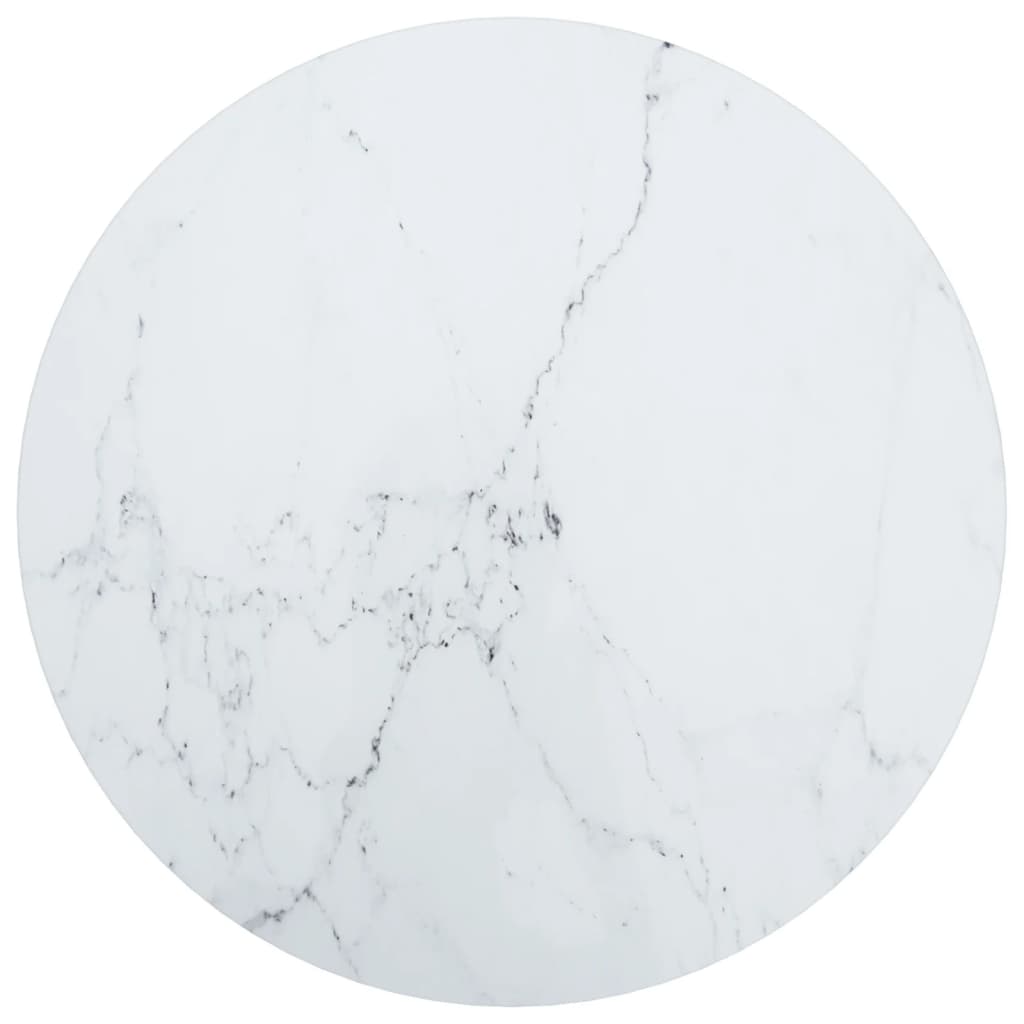 Blat masa, alb, Ø50x0,8 cm, sticla securizata, design marmura 322247