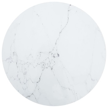 Blat masa alb Ø80x1 cm sticla securizata cu design de marmura 322250 Blat masa alb Ø80x1 cm sticla securizata cu design de marmura 322250