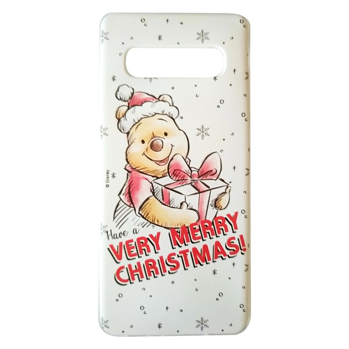 Предпазен гръб Disney Case, 024, Winnie the pooh and friends, Full white print, за Samsung Galaxy S10 Plus, Многоцветен