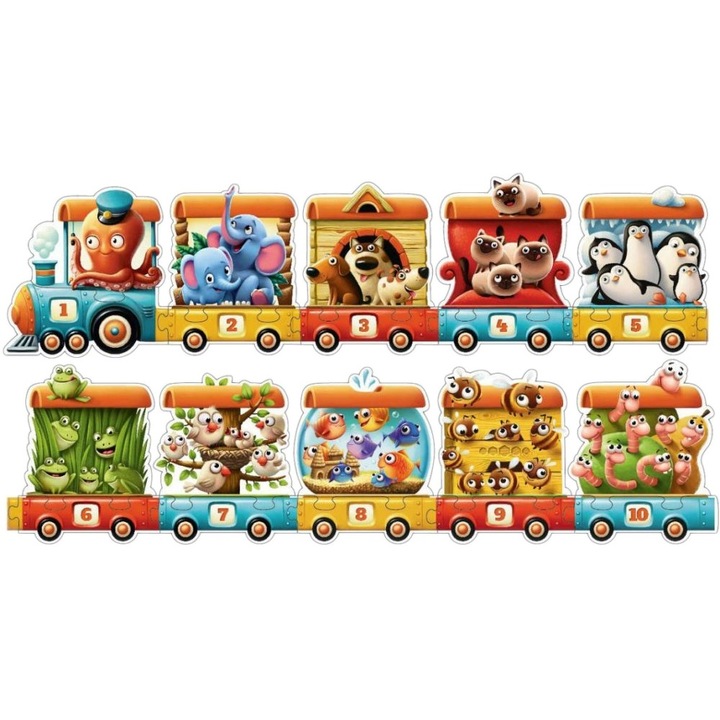 Образователен пъзел Puzzlika, Числа и броене, Влакче, 20 части