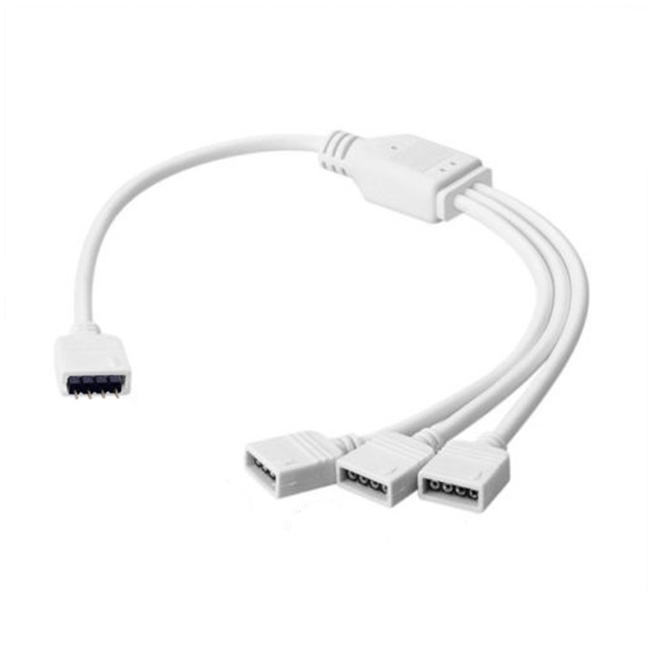 Троен гъвкав конектор за RGB LED лента OPTONICA, 1 Женски,+30cm Връзка,+3 Женски, 4P, AWG24, OP6514