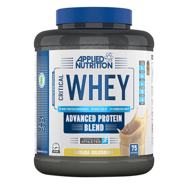 Суроватъчен протеин Applied Nutrition Critical WHEY Banana Milkshake, С вкус на бананов млечен шейк, 2.27kg