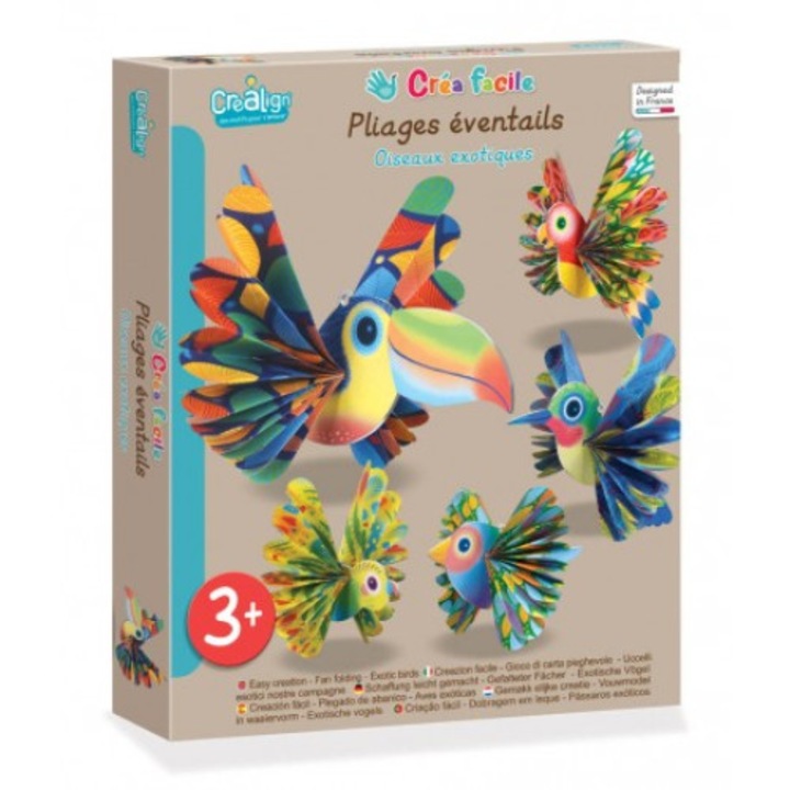 Set creativ, Crealign, Pasari exotice, 3+ ani, Multicolor