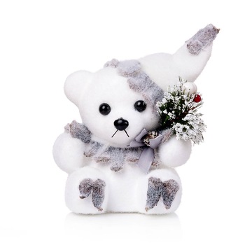 Decoratiune Craciun Urs Pufos, alb, 20cm Decoratiune Craciun Urs Pufos, alb, 20cm
