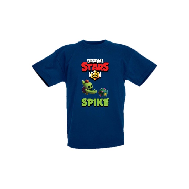Gyermek póló Brawl Stars Rövid ujjú Tralala Brawl Stars Spike 2, Tengerészkék, 7-8 éves korig (128-140)