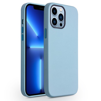 Husa slim pentru iPhone 13 Pro Max, cu MagSafe din piele naturala de vitel, tip back cover, Qialino, Sierra blue Husa slim pentru iPhone 13 Pro Max, cu MagSafe din piele naturala de vitel, tip back cover, Qialino, Sierra blue