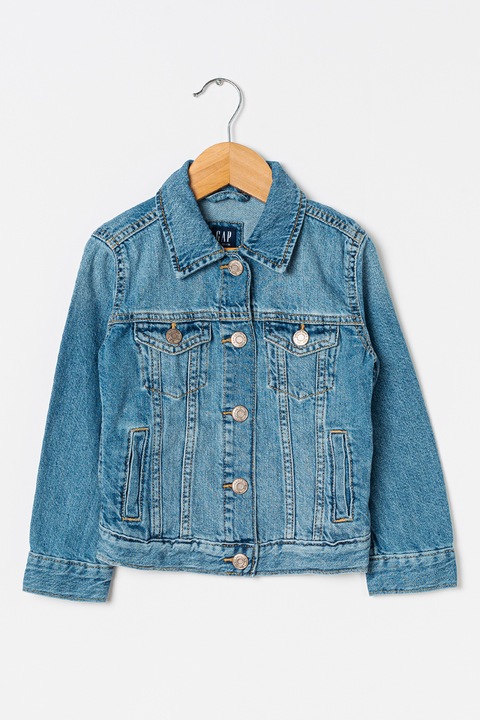 GAP, Jacheta din denim cu aspect decolorat, Albastru, 140 CM