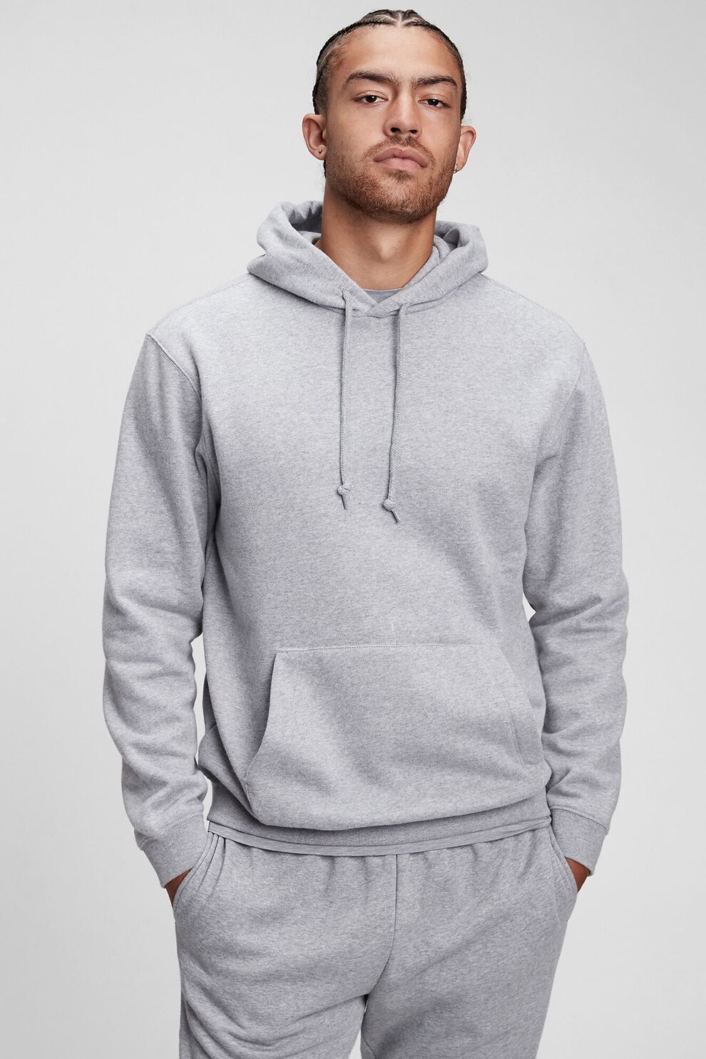 GAP, Hanorac uni cu buzunar kangaroo, Gri deschis melange