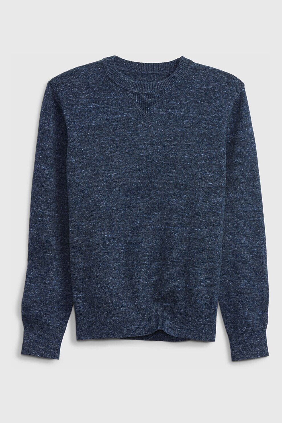 GAP, Pulover cu decolteu la baza gatului cu aspect tricotat fin, Albastru inchis melange