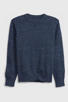 GAP, Pulover cu decolteu la baza gatului cu aspect tricotat fin, Albastru inchis melange GAP, Pulover cu decolteu la baza gatului cu aspect tricotat fin, Albastru inchis melange