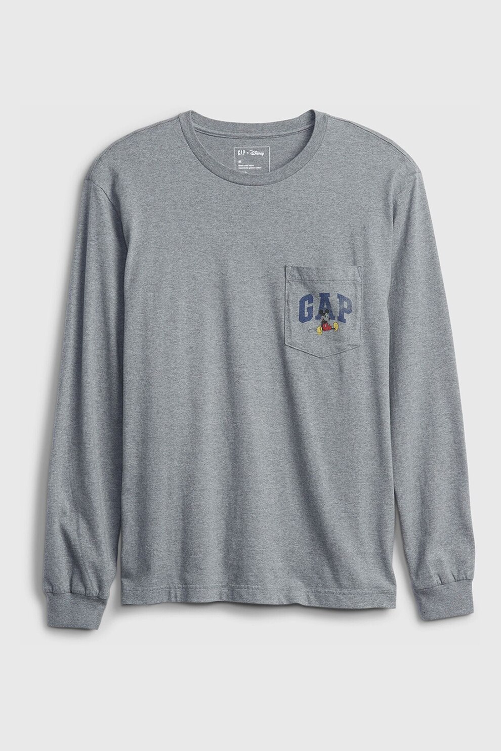GAP, Bluza de bumbac organic cu buzunar aplicat pe piept, Gri melange