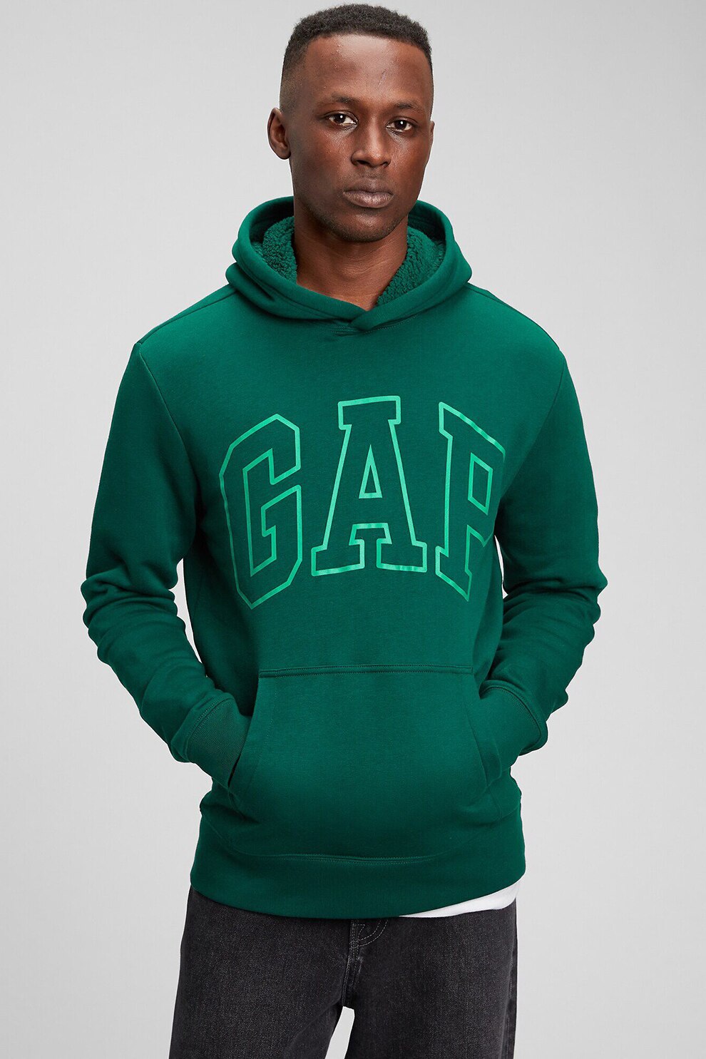 GAP, Hanorac cu logo si buzunar kangaroo, Verde