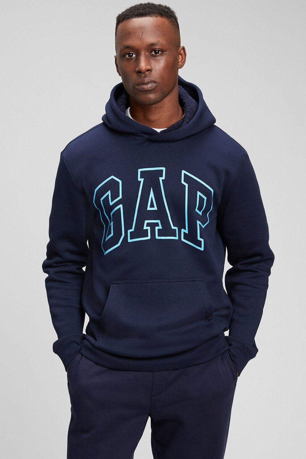 GAP, Hanorac cu logo si buzunar kangaroo, Bleumarin