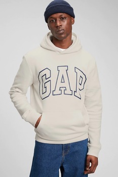 GAP, Hanorac cu logo si buzunar kangaroo, Alb prafuit GAP, Hanorac cu logo si buzunar kangaroo, Alb prafuit