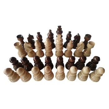 Set piese de sah din lemn , lacuite , diametru baza 3.2 cm, rege 9.5 cm maro Set piese de sah din lemn , lacuite , diametru baza 3.2 cm, rege 9.5 cm maro