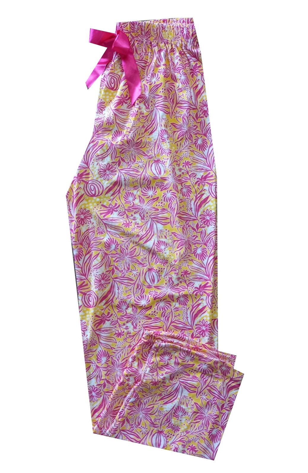 Pantaloni lungi de pijama,imprimeu flori, Roz