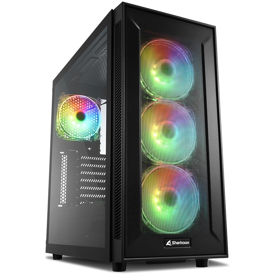 Carcasa Sharkoon TG6M RGB, Mid-Tower, fara sursa, ATX, Black