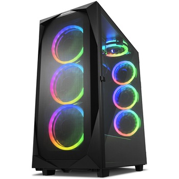 Carcasa Sharkoon REV300 RGB, Mid-Tower, fara sursa, E-ATX, Black Carcasa Sharkoon REV300 RGB, Mid-Tower, fara sursa, E-ATX, Black