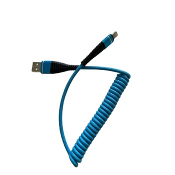 Cablu de incarcare spiralat Lightning pentru iPhone, iPod, iPad, lungime 1.2 metri, Albastru Cablu de incarcare spiralat Lightning pentru iPhone, iPod, iPad, lungime 1.2 metri, Albastru
