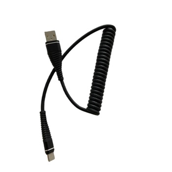 Cablu de incarcare spiralat Type-C, lungime 1.2 metri, Negru Cablu de incarcare spiralat Type-C, lungime 1.2 metri, Negru