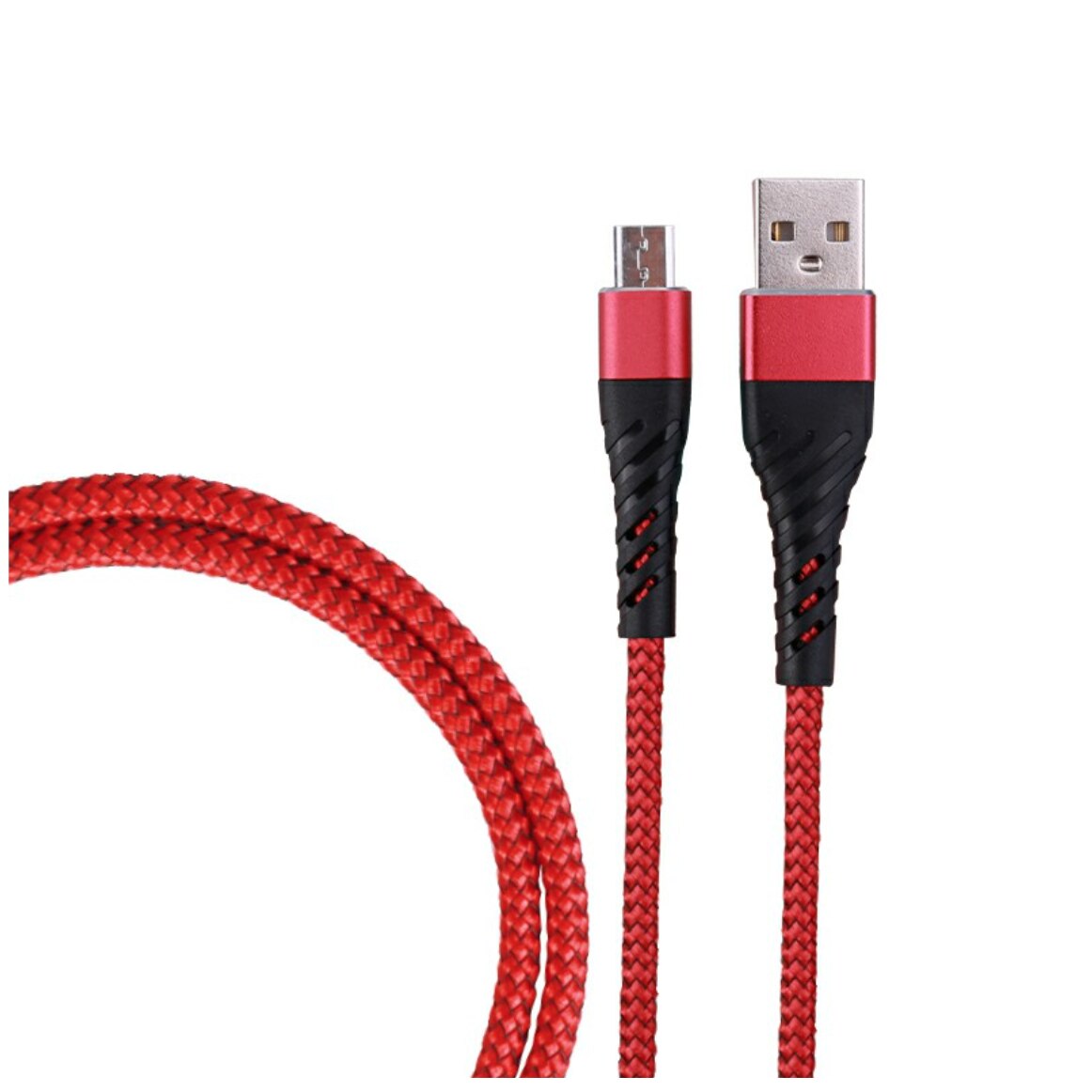 Cablu de incarcare USB la Micro USB, lungime 1M, ranforsat, Rosu