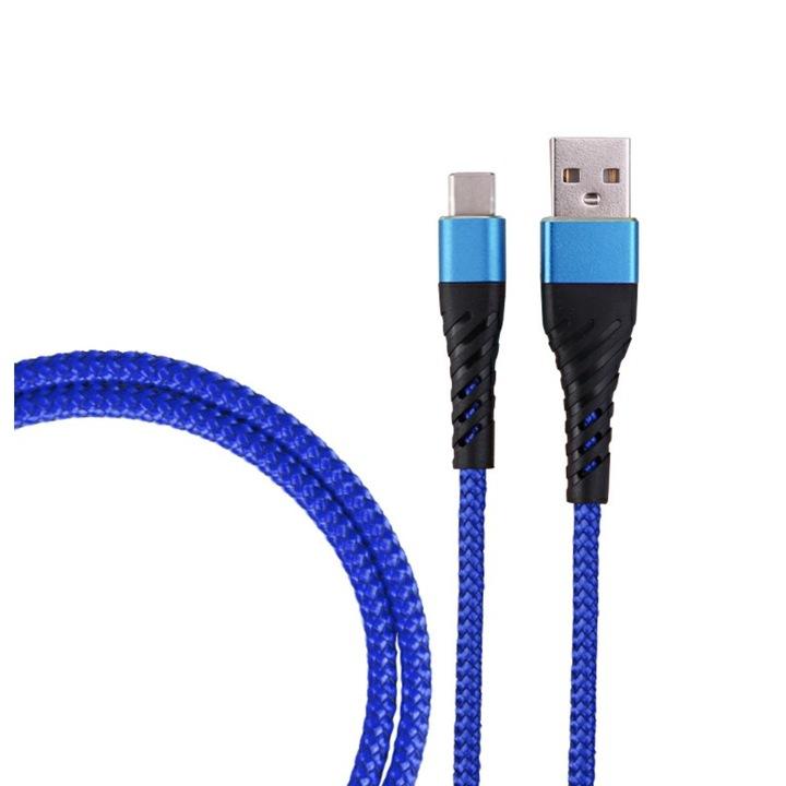 USB към USB-C / Type-C кабел за зареждане, дължина 1M, син