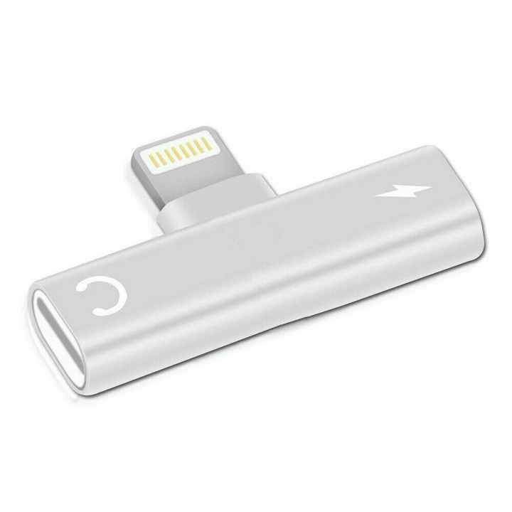 Adaptor 2in1 Lightning, pentru iPhone, iPad, Splitter casti si charger
