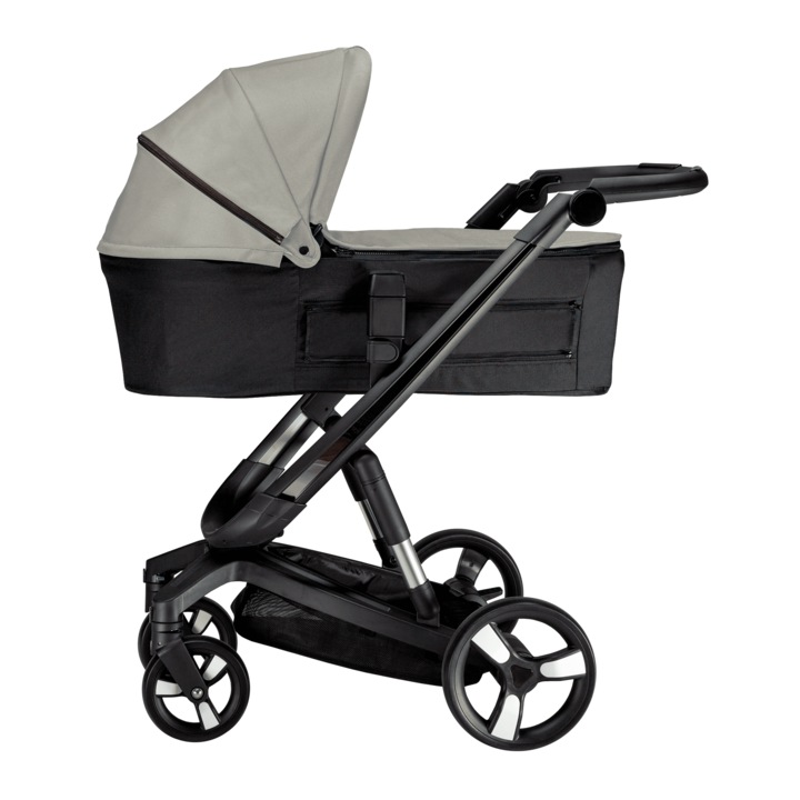 Детска количка Bebumi Space 2 in 1, Сиво, Черна рамка