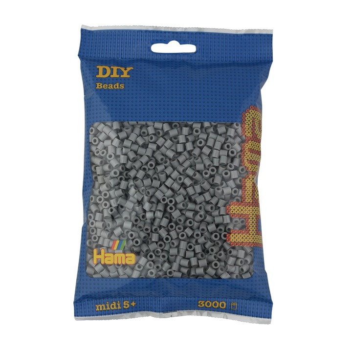 Margele de calcat HAMA MIDI GRI, 3000 buc in pungulita