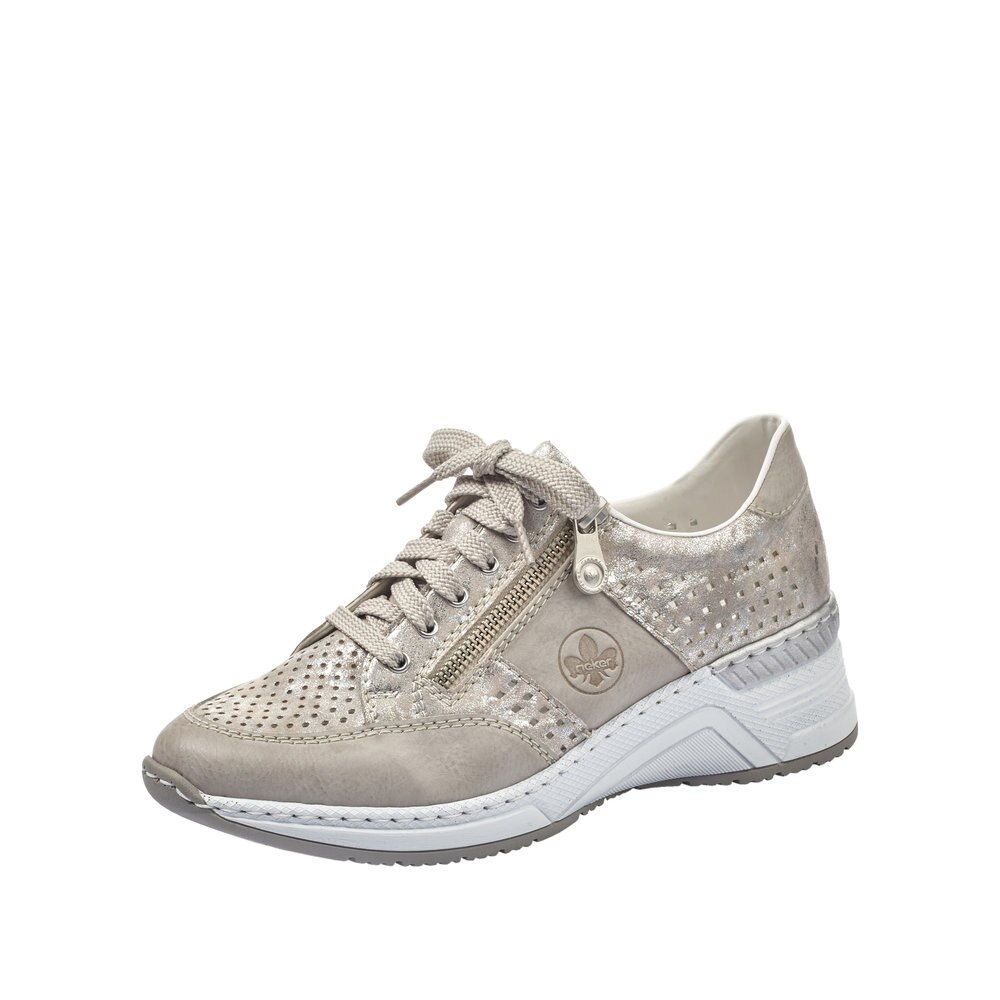 Pantofi dama casual din piele ecologica N4327-80 11572, Gri argintiu, 41