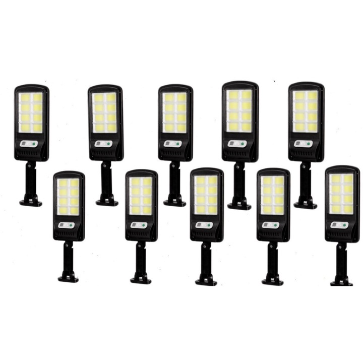 JRH Napelemes utcai lámpa 150 LED SMD, alkonyat-, mozgás- és fényérzékelőkkel, távirányítóval, 10 darab