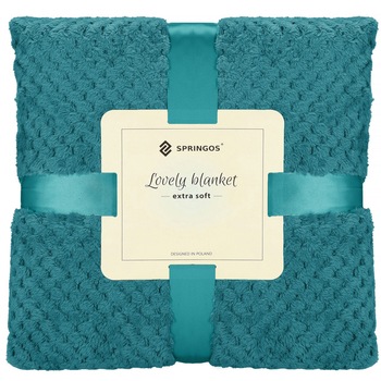 Patura pufoasa cu model in relief 200 x 220 cm Deep Mint Patura pufoasa cu model in relief 200 x 220 cm Deep Mint