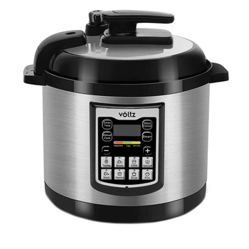 Multicooker cu gatire sub presiune Voltz V51985A6, 1000W, 12 programe, Timer, Afisaj LED, Inox/negru Multicooker cu gatire sub presiune Voltz V51985A6, 1000W, 12 programe, Timer, Afisaj LED, Inox/negru