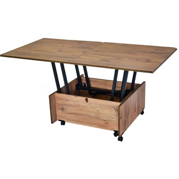 Masa extensibila Transformer, cu sertar, 75-150 x 75 x 39-75 cm, Nuc Masa extensibila Transformer, cu sertar, 75-150 x 75 x 39-75 cm, Nuc