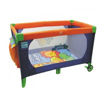 Patut pliabil 120 x 60 cm pentru baieti Baby Mix Safari P665AL, Multicolor Patut pliabil 120 x 60 cm pentru baieti Baby Mix Safari P665AL, Multicolor