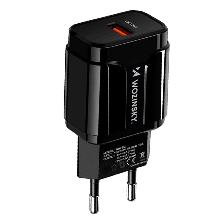 Adaptor Retea Wozinsky, USB Quick Charge, WWC-B02, Negru